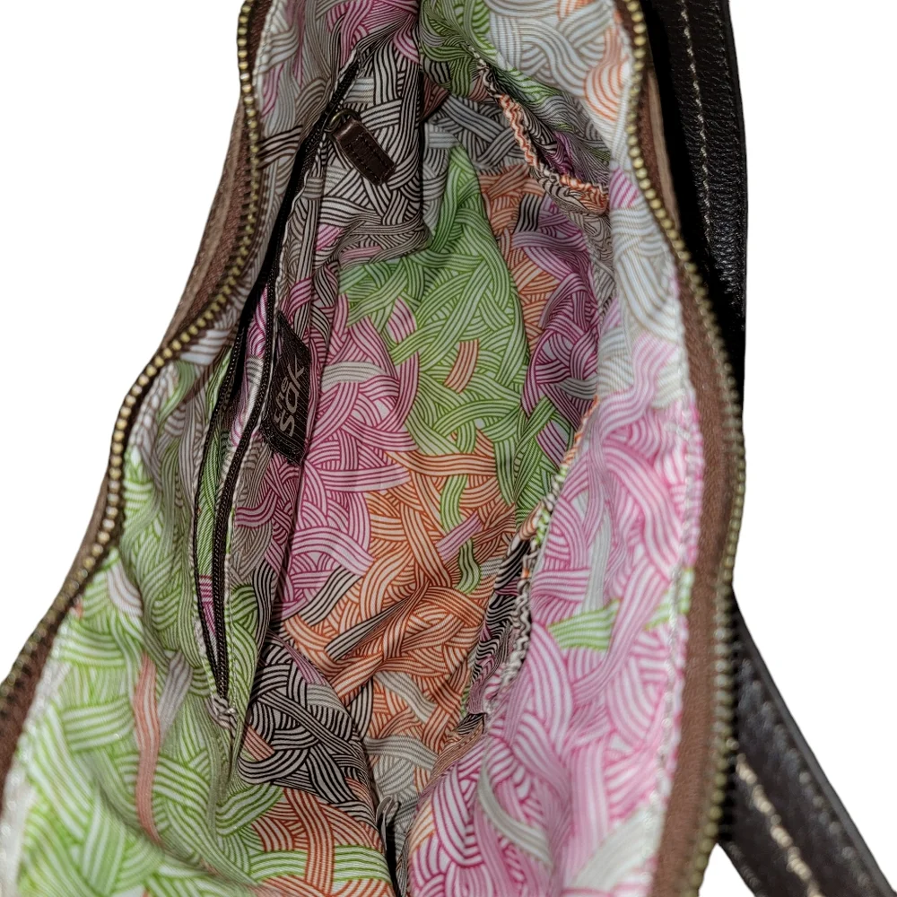 The Sak Women's 2 Tone Brown Pebbled Leather Hobo Shoulder Bag